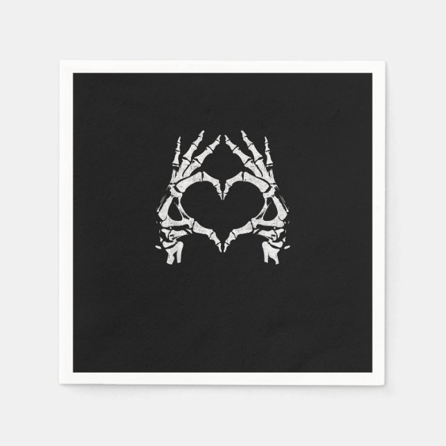 Serviette En Papier Mains de coeur de squelette - Halloween - Mains de (Devant)