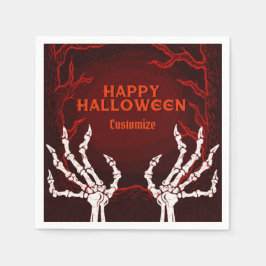 Serviette En Papier Mains squelettiques orange