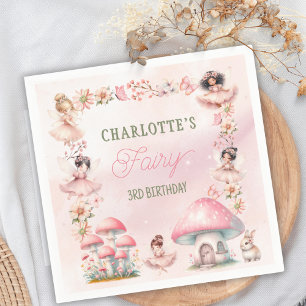 Serviette En Papier Maison Champignon Fée Rose Anniversaire
