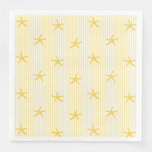 Serviette En Papier Maison de plage côtière Étoile de mer Rayure Jaune