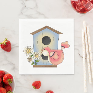 Serviette En Papier Maison d'oiseau et oiseau