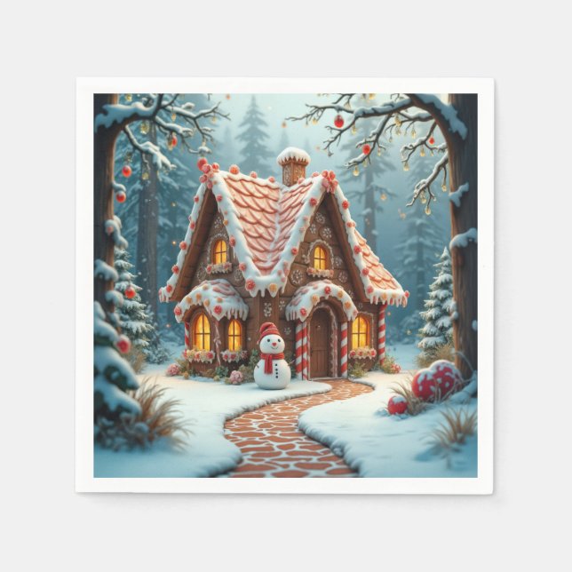 Serviette En Papier Maison en pain d'épices de Noël avec un bonhomme d (Devant)
