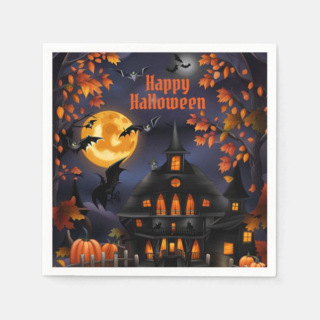 Serviette En Papier Maison Halloween (Devant)