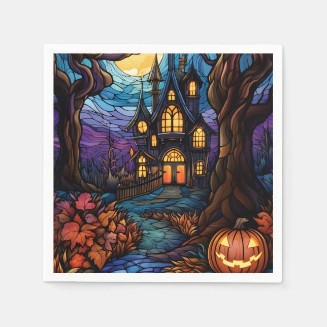 Serviette En Papier Maison hantée de style verre tendu (Devant)