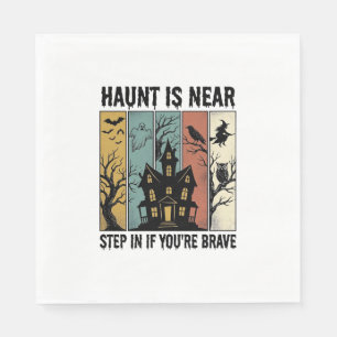Serviette En Papier Maison Hantée Halloween Gravure Vintage Épouvantab