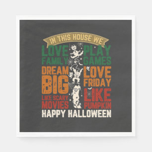 Serviette En Papier Maison Joyeux Halloween Monstres Toiles d'araignée