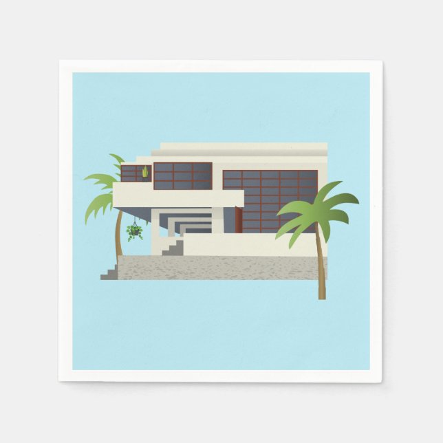 Serviette En Papier Maison moderne du milieu du siècle (Devant)