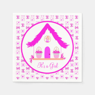 Serviette En Papier Maison rose personnalisée C'est une fille