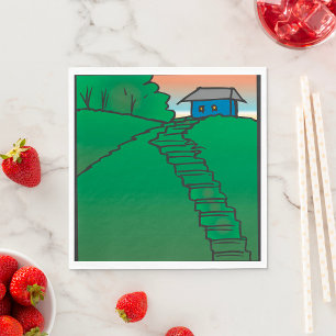 Serviette En Papier Maison sur une colline verte