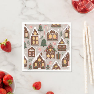 Serviette En Papier Maisons en pain d'épice de Noël Motif de vacances