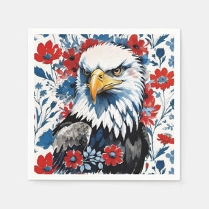 Serviette En Papier Majestic American Bald Eagle Floral