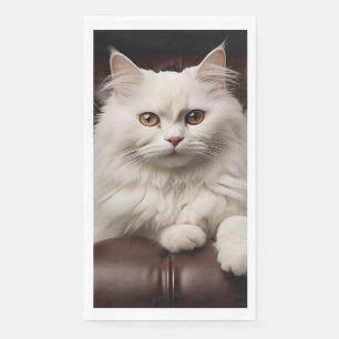 Serviette En Papier Majestic white cat