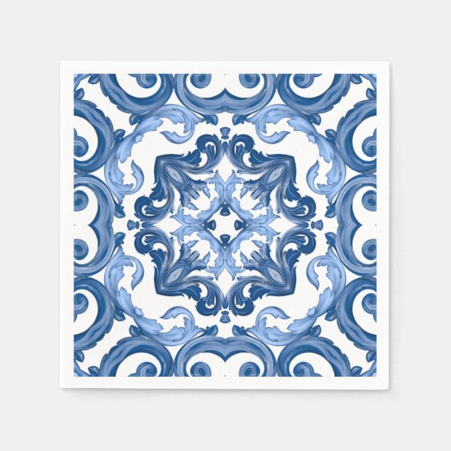 Serviette En Papier Majolica, carrelage méditerranéen, (Devant)