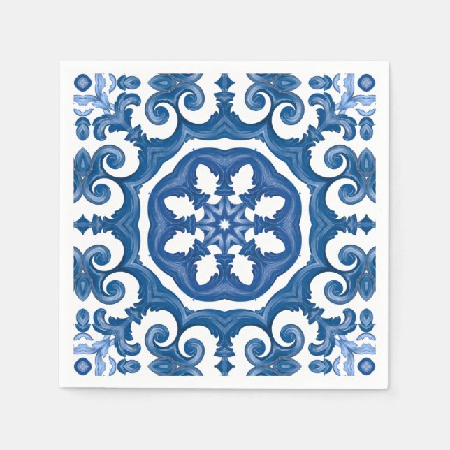 Serviette En Papier Majolica, carrelage méditerranéen, (Devant)