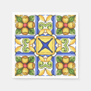 Serviette En Papier Majolica, tuiles méditerranéennes,