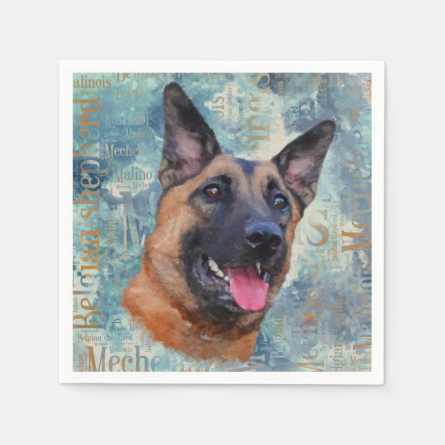 Serviette En Papier Malinois - Berger belge - Mechelaar (Devant)