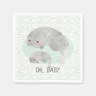 Serviette En Papier Mama mûre et bébé manatee avec Baby shower des