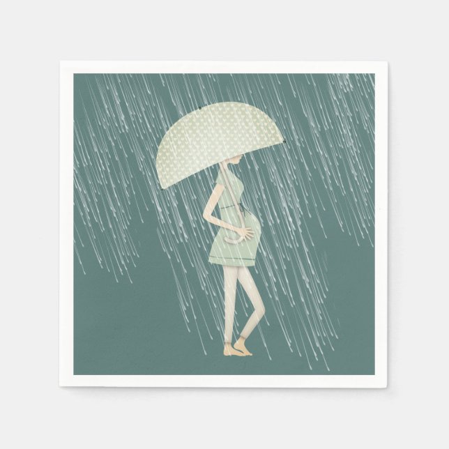 Serviette En Papier Maman attenante avec parapluie (Devant)