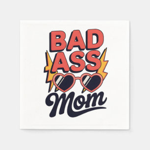 Serviette En Papier Maman Badass Lunettes de soleil rétro drôle d'été