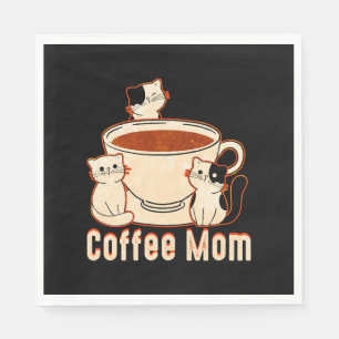 Serviette En Papier Maman café drôle avec chat