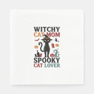 Serviette En Papier Maman chat Halloween Design sorcière vintage amate
