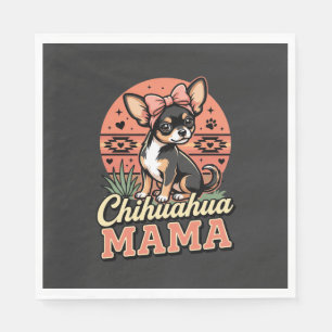 Serviette En Papier Maman Chihuahua adorable noeud Maman chien