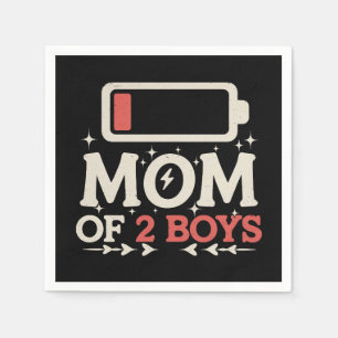Serviette En Papier Maman De 2 Garçons Batterie basse Drôle Fête des M
