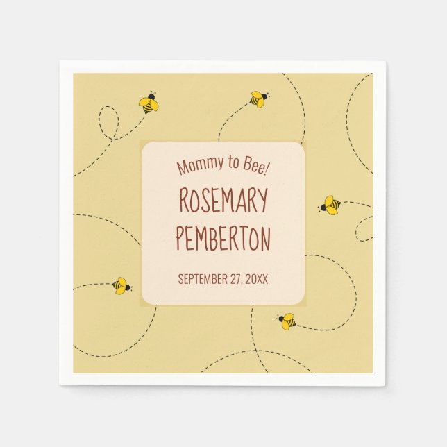 Serviette En Papier Maman en Abee Baby shower Buzzing Bees Gold (Devant)