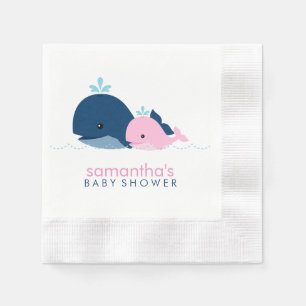 Serviette En Papier Maman et bébé baleines Baby shower fille