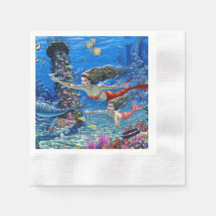 Serviette En Papier maman et bébé mermaid