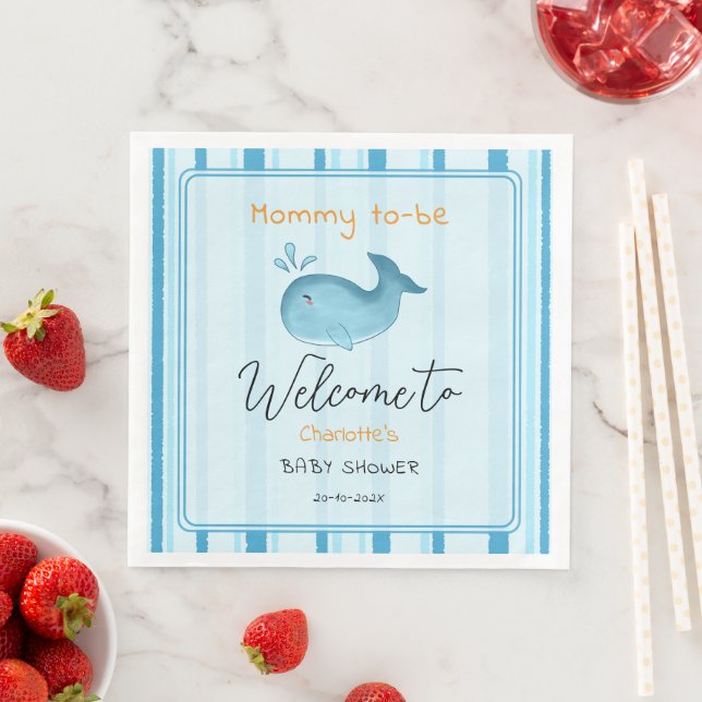 Serviette En Papier Maman futur baleine mignonne Baby Shower (En situation)