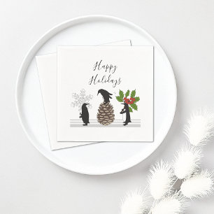 Serviette En Papier Manchot de Noël personnalisé mignon drôle