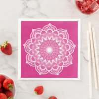 Mandala blanc sur fond rose