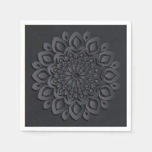 Serviette En Papier Mandala de coupure de papier noir