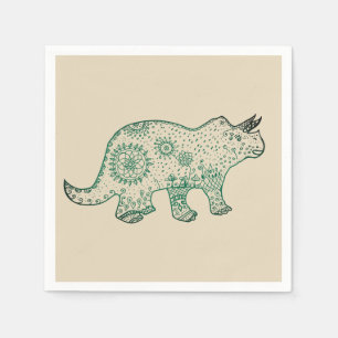 Serviette En Papier Mandala Dinosaur, Tricératops Papier Napkin