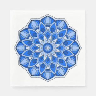 Serviette En Papier Mandala en bleu