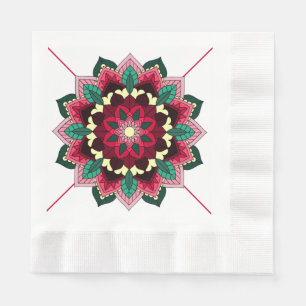 Serviette En Papier Mandala Motif 02 en Napkin rose profond