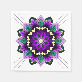 Serviette En Papier Mandala Motif 02 en papier violet Napkin
