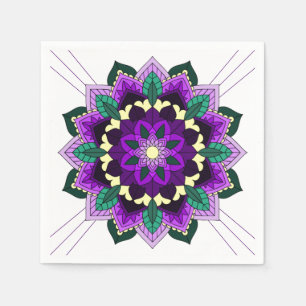 Serviette En Papier Mandala Motif 02 en papier violet Napkin