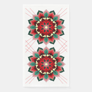 Serviette En Papier Mandala Motif 02 en rouge Napkin