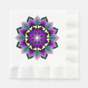 Serviette En Papier Mandala Motif 02 en violet
