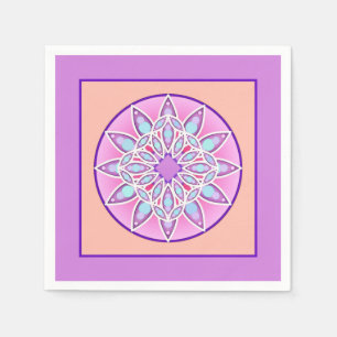 Serviette En Papier Mandala motif en lavande, orchidée et corail