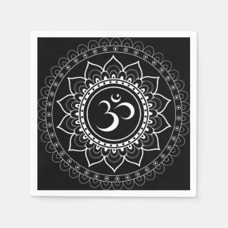 Serviette En Papier Mandala Om noir