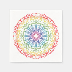 Serviette En Papier Mandala ombré arc-en-ciel