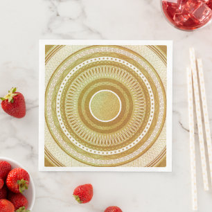 Serviette En Papier Mandala or et paillettes