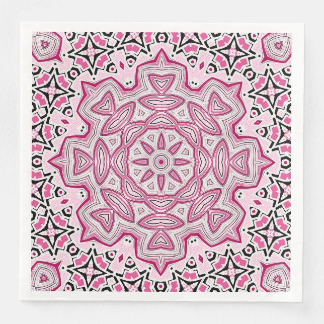 Serviette En Papier mandala ronde en mosaïque moderne Abstraite kaléid (Devant)