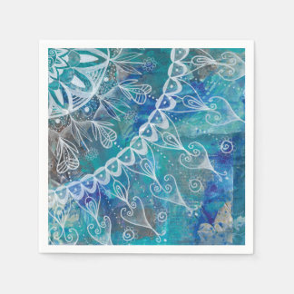 Serviette En Papier Mandala turis et bleu