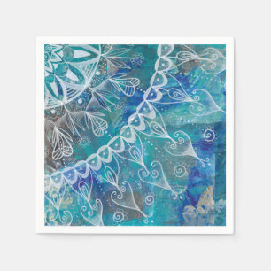 Serviette En Papier Mandala türkis et bleu