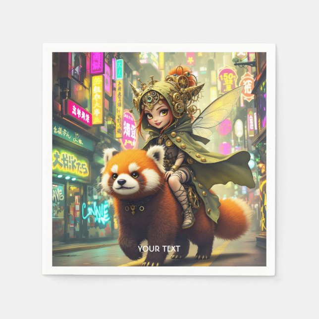 Serviette En Papier Manège Fantastique Panda Sauvage Mignon (Devant)
