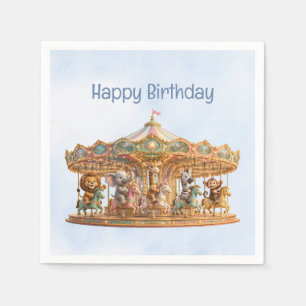 Serviette En Papier Manège merveilleux de la jungle Joyeux Anniversair